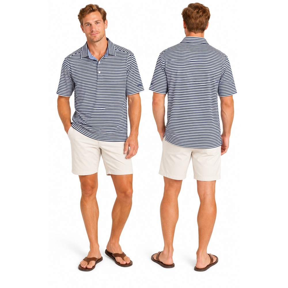 Walter Hagen Polo Shirt Medium Striped Short Sleeve Golfcore Preppy Nautical
